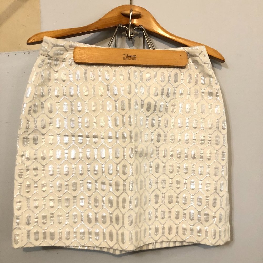 Banana Republic, Skirt, Ivory + Silver, Womens Size 8, NWT